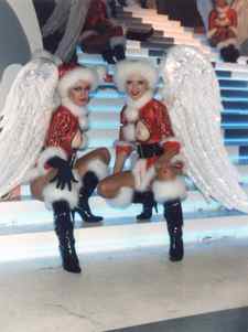 'The Meaning of life' Maddie Loftin and me dressed for 'Christmas in Heaven' with rubber boobs!