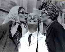 Claire and me as old ladies in chase sequence kissing Jackie Wright.